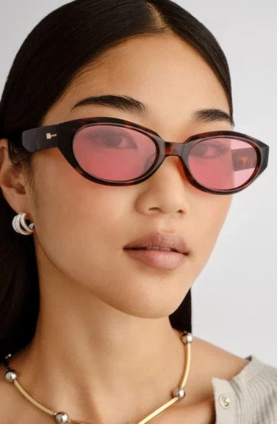 Le Specs Le Bijou 55mm Oval Sunglasses In Brown