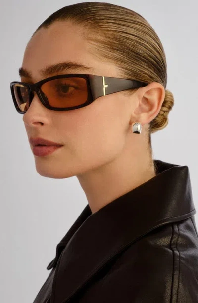 Le Specs Du Jour 60mm Rectangular Sunglasses In Brown