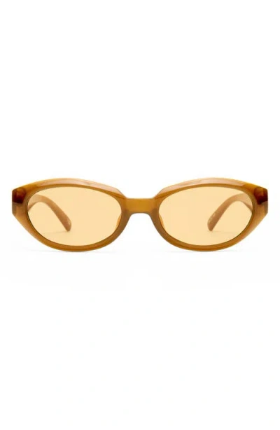 Le Specs Le Bijou 55mm Oval Sunglasses In Brown