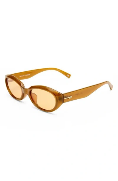 Le Specs Le Bijou 55mm Oval Sunglasses In Brown