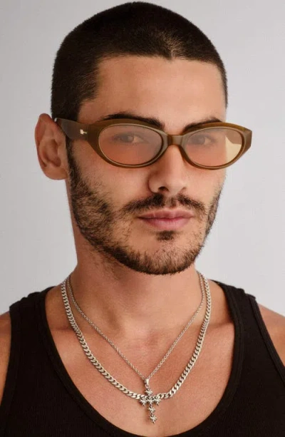 Le Specs Le Bijou 55mm Oval Sunglasses In Brown