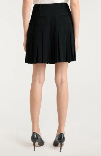 Cinq À Sept Brooch Embellished Pleated Miniskirt In Black
