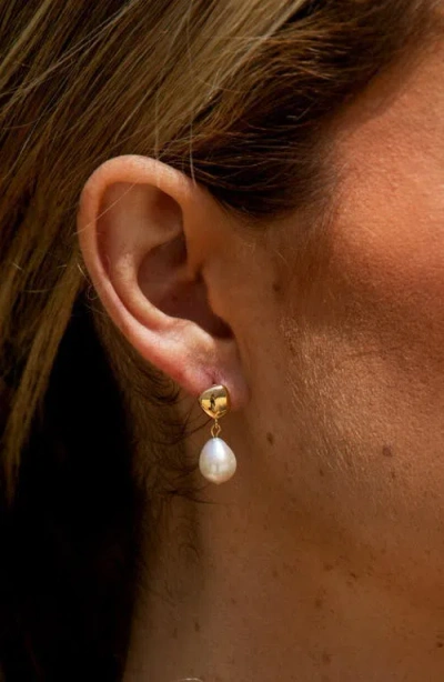 La Meno Elegant Baroque Pearl Drop Earrings In Multi