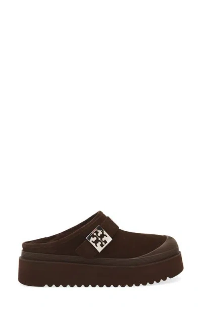 Tory Burch Mellow Genuine Shearling Lined Platform Mule In Burgundy