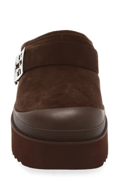 Tory Burch Mellow Genuine Shearling Lined Platform Mule In Burgundy