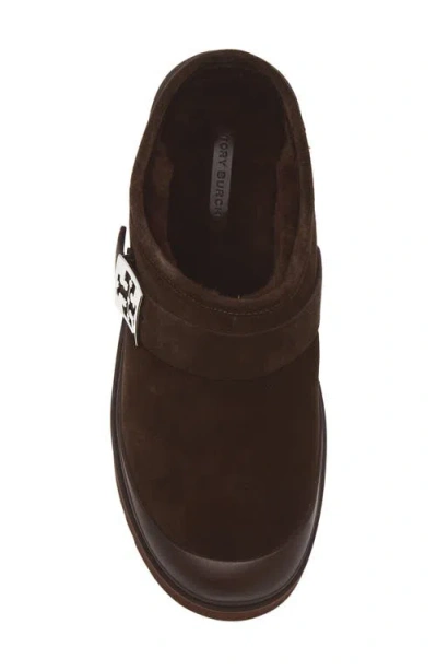 Tory Burch Mellow Genuine Shearling Lined Platform Mule In Burgundy