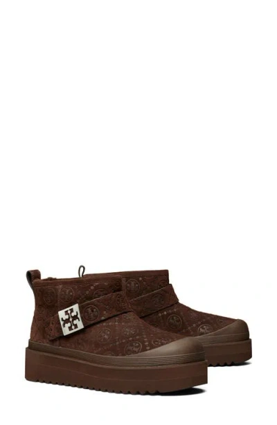 Tory Burch Mellow Genuine Shearling Lined Platform Boot In Brown