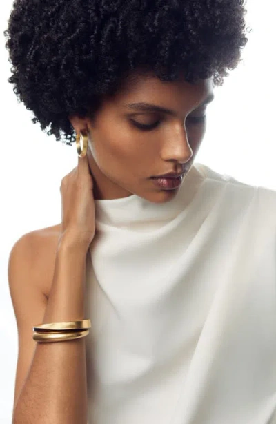 Reiss Thea Twist Enamel Cuff In Gold