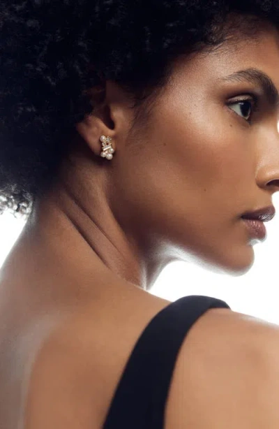 Reiss Mae Zoroya Faux Pearl & Crystal Stud Earrings In Gold