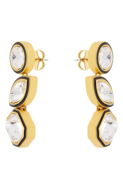Reiss Crista Crystal & Enamel Drop Earrings In Gold