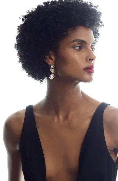 Reiss Crista Crystal & Enamel Drop Earrings In Gold