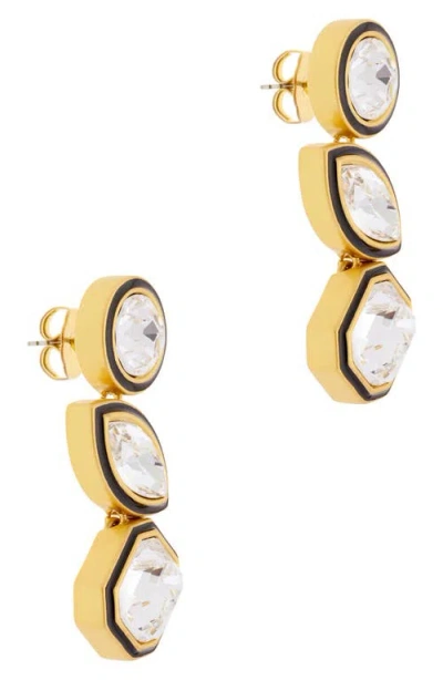 Reiss Crista Crystal & Enamel Drop Earrings In Gold