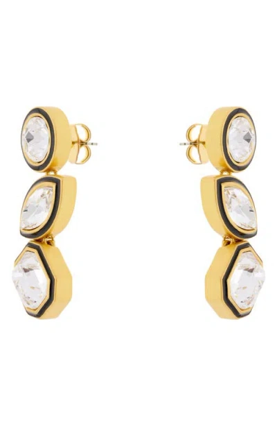Reiss Crista Crystal & Enamel Drop Earrings In Gold