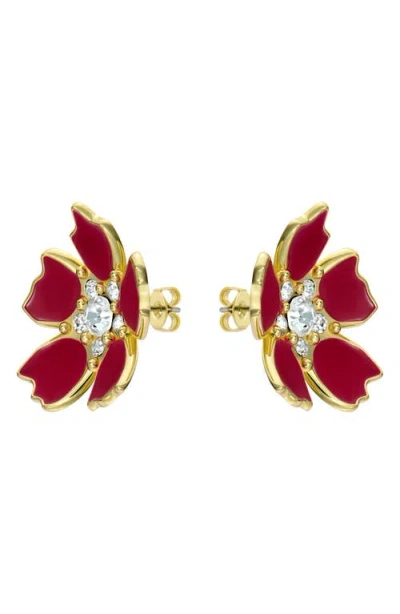 Ted Baker Crystal Flower Statement Stud Earrings In Gold