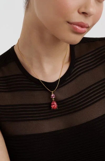 Ted Baker Tearsa Crystal Teardrop Pendant Necklace In Gold