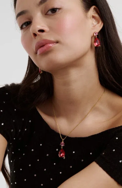 Ted Baker Tearsa Crystal Teardrop Pendant Necklace In Gold