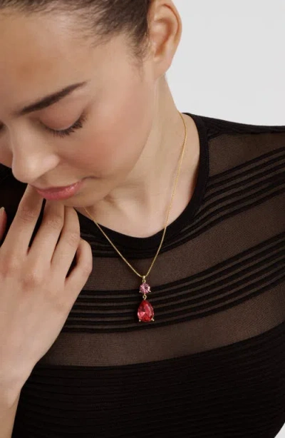 Ted Baker Tearsa Crystal Teardrop Pendant Necklace In Gold