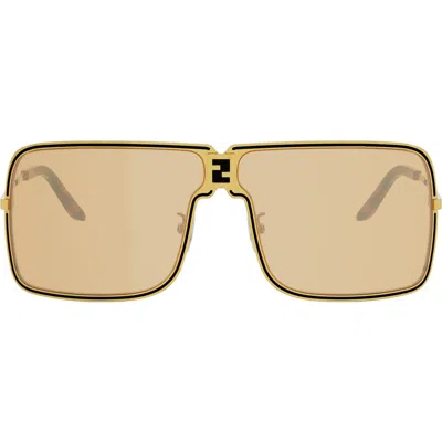 Fendi Fe40195u Ness 45e 45e Marrone Bronzato Sunglasses In Gold