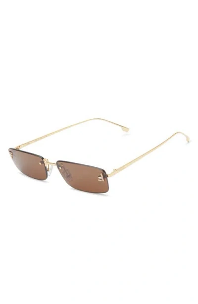 Fendi First Crystal 54mm Rimless Rectangular Sunglasses In Brown