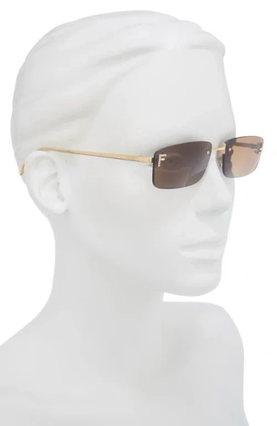 Fendi First Crystal 54mm Rimless Rectangular Sunglasses In Brown