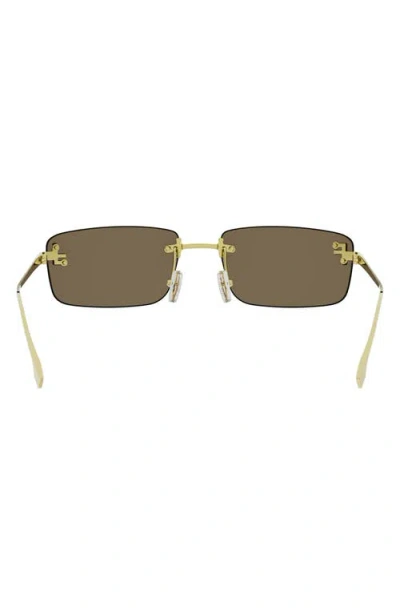 Fendi First Crystal 54mm Rimless Rectangular Sunglasses In Brown