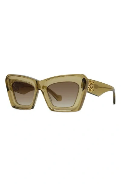Loewe Chunky Anagram 46mm Rectangular Sunglasses In Green