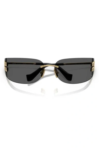 Miu Miu 75mm Oversize Rectangular Wrap Sunglasses In Black