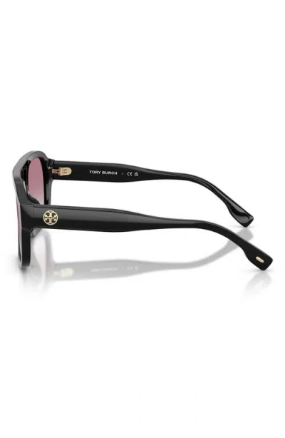 Tory Burch Double-bridge Square-frame Sunglasses In Black