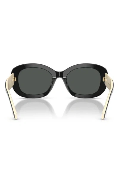 Tory Burch Oval-frame Logo-detail Sunglasses In Black