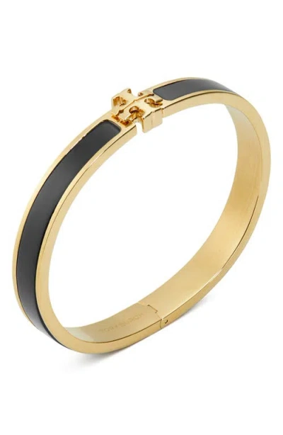 Tory Burch Medium Kira Enamel Hinge Bracelet In Black