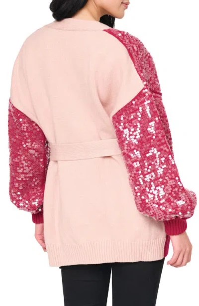 Gibsonlook Friday Colorblock Sequin Cardigan In Pink