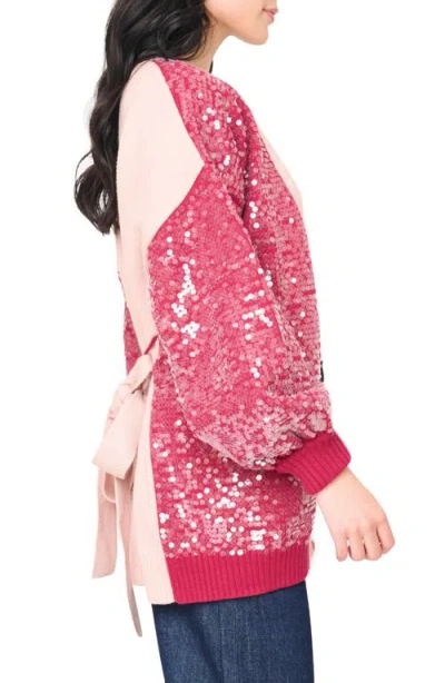 Gibsonlook Friday Colorblock Sequin Cardigan In Pink