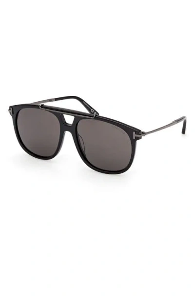 Tom Ford 58mm Navigator Sunglasses In Black