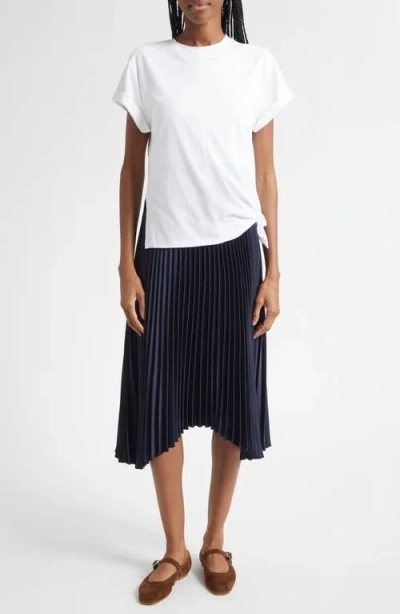 3.1 Phillip Lim Mixed Media T-shirt & Pleated Skirt Dress In Multi