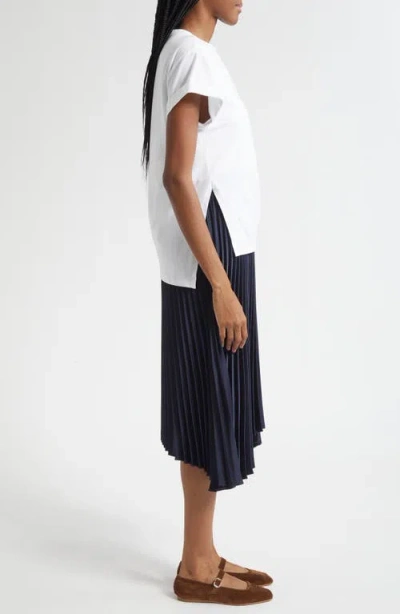 3.1 Phillip Lim Mixed Media T-shirt & Pleated Skirt Dress In Multi