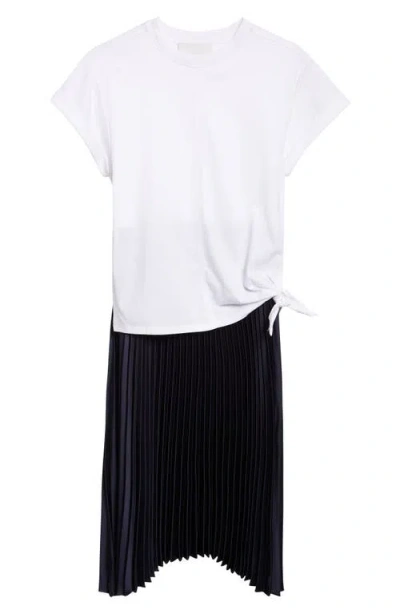 3.1 Phillip Lim Mixed Media T-shirt & Pleated Skirt Dress In Multi