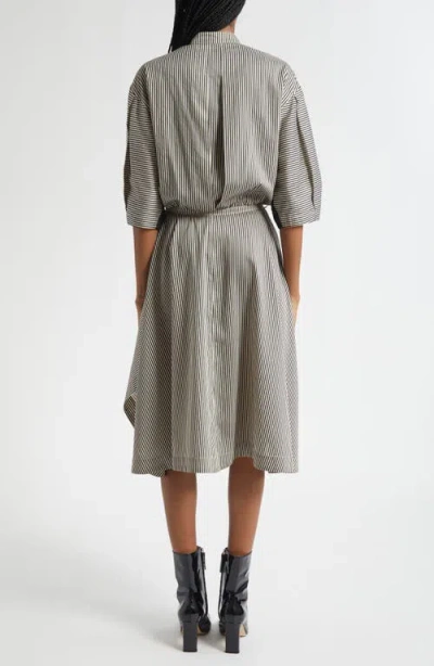 3.1 Phillip Lim Mixed Media Tie Waist Midi Dress In Gray