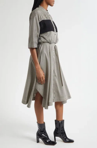 3.1 Phillip Lim Mixed Media Tie Waist Midi Dress In Gray