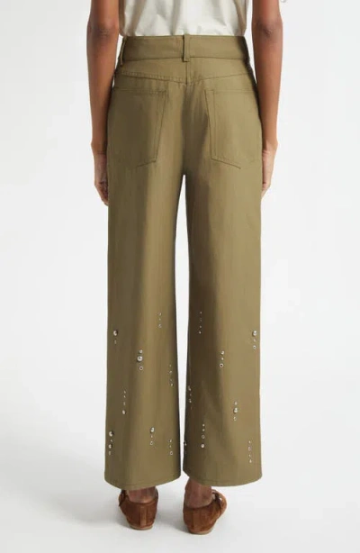 3.1 Phillip Lim Flat Front Wide Leg Ankle Pants In Green