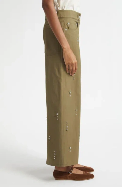 3.1 Phillip Lim Flat Front Wide Leg Ankle Pants In Green