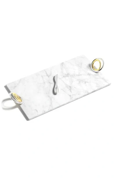 Anna New York Ring Cheese Board & Knife Set In White