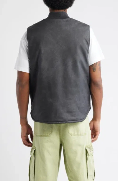 Pleasures Horns Reversible Faux Leather Vest In Gray