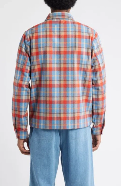 Pleasures Folklore Plaid Brushed Wool Blend Zip-up Work Jacket In Multi