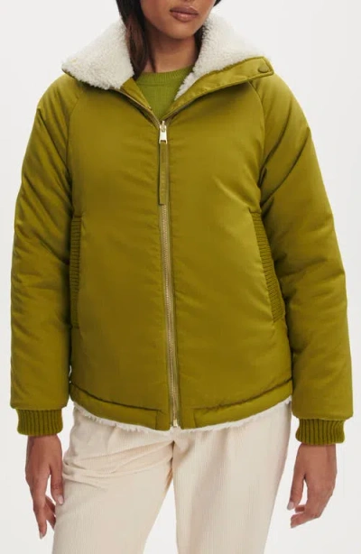 Varley Glover Reversible Fleece And Soft-twill Jacket In Green