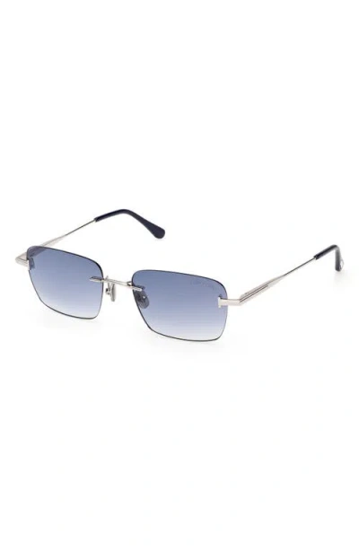 Tom Ford Jake 54mm Gradient Rectangular Sunglasses In Blue