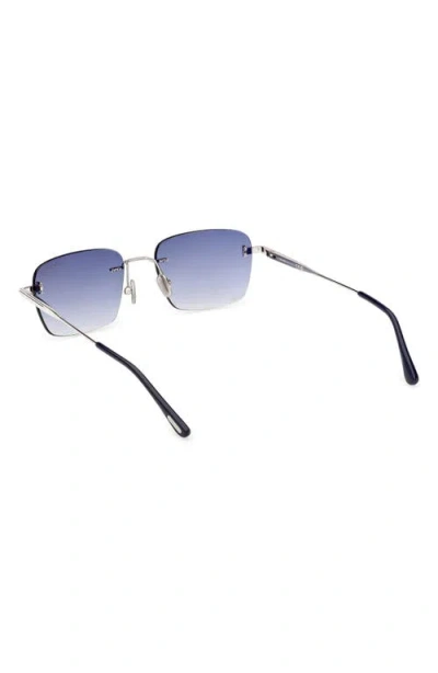Tom Ford Jake 54mm Gradient Rectangular Sunglasses In Blue