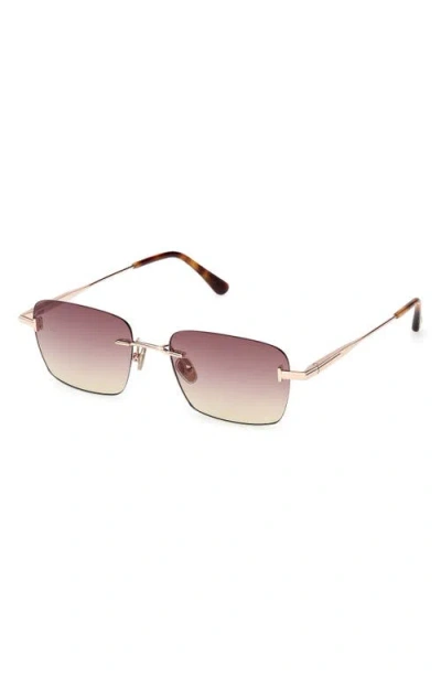 Tom Ford Jake 54mm Gradient Rectangular Sunglasses In Pink
