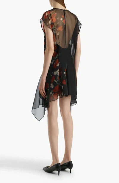 Khaite Merith Floral Sheer Handkerchief Hem Silk Organza Dress In Multi