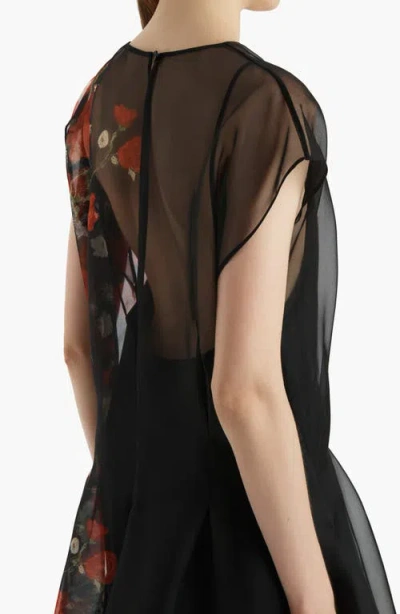 Khaite Merith Floral Sheer Handkerchief Hem Silk Organza Dress In Multi