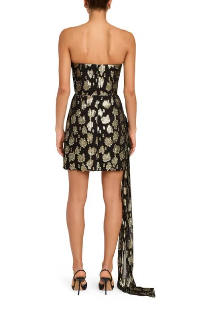 Amanda Uprichard Alaia Metalllic Floral Strapless Cocktail Minidress In Multi